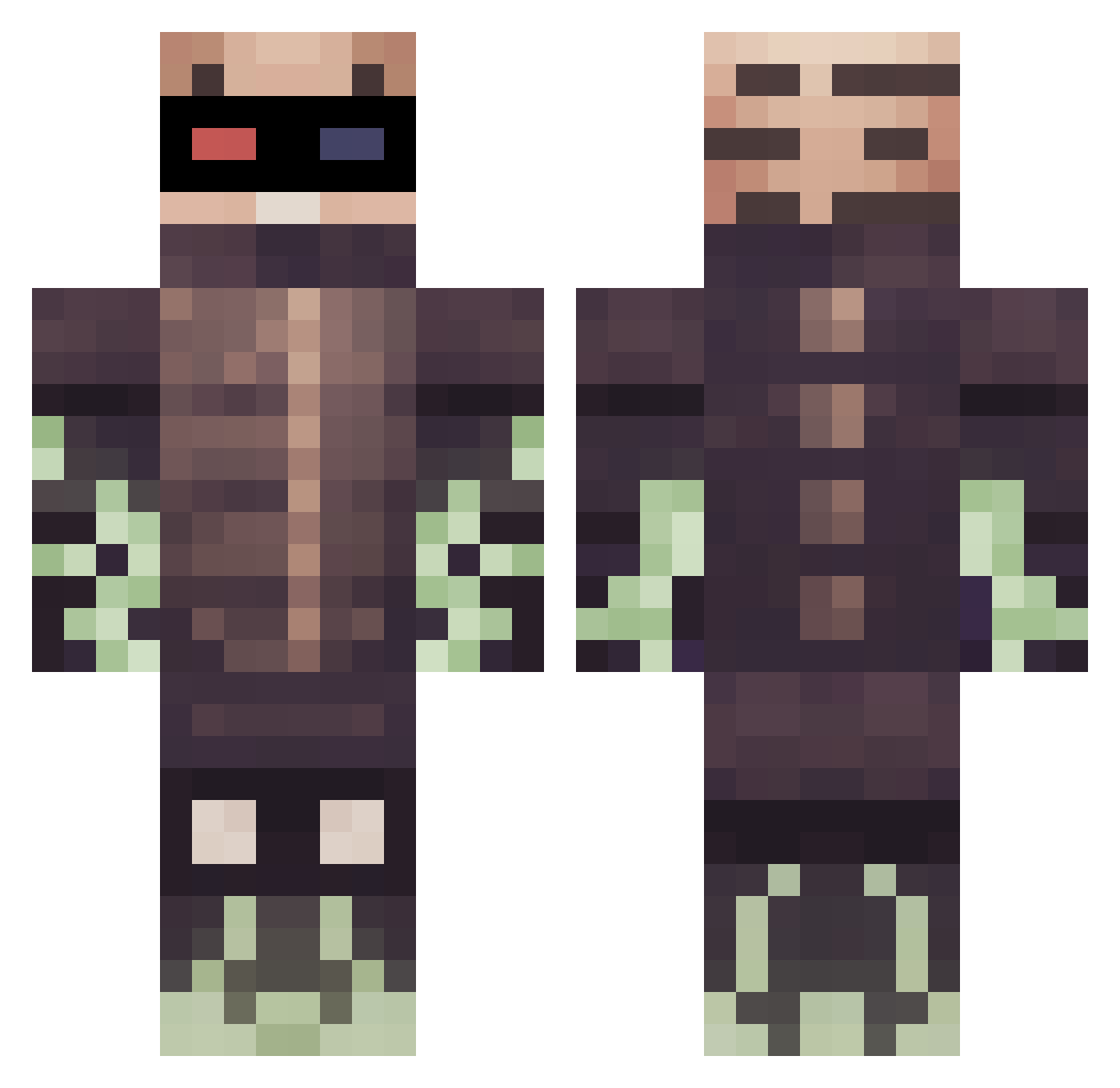 RetiredMystical Minecraft skin, front and back view