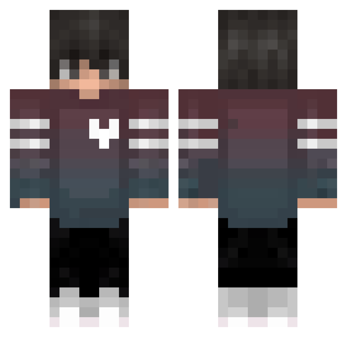 UNCHASED Minecraft skin, front and back view