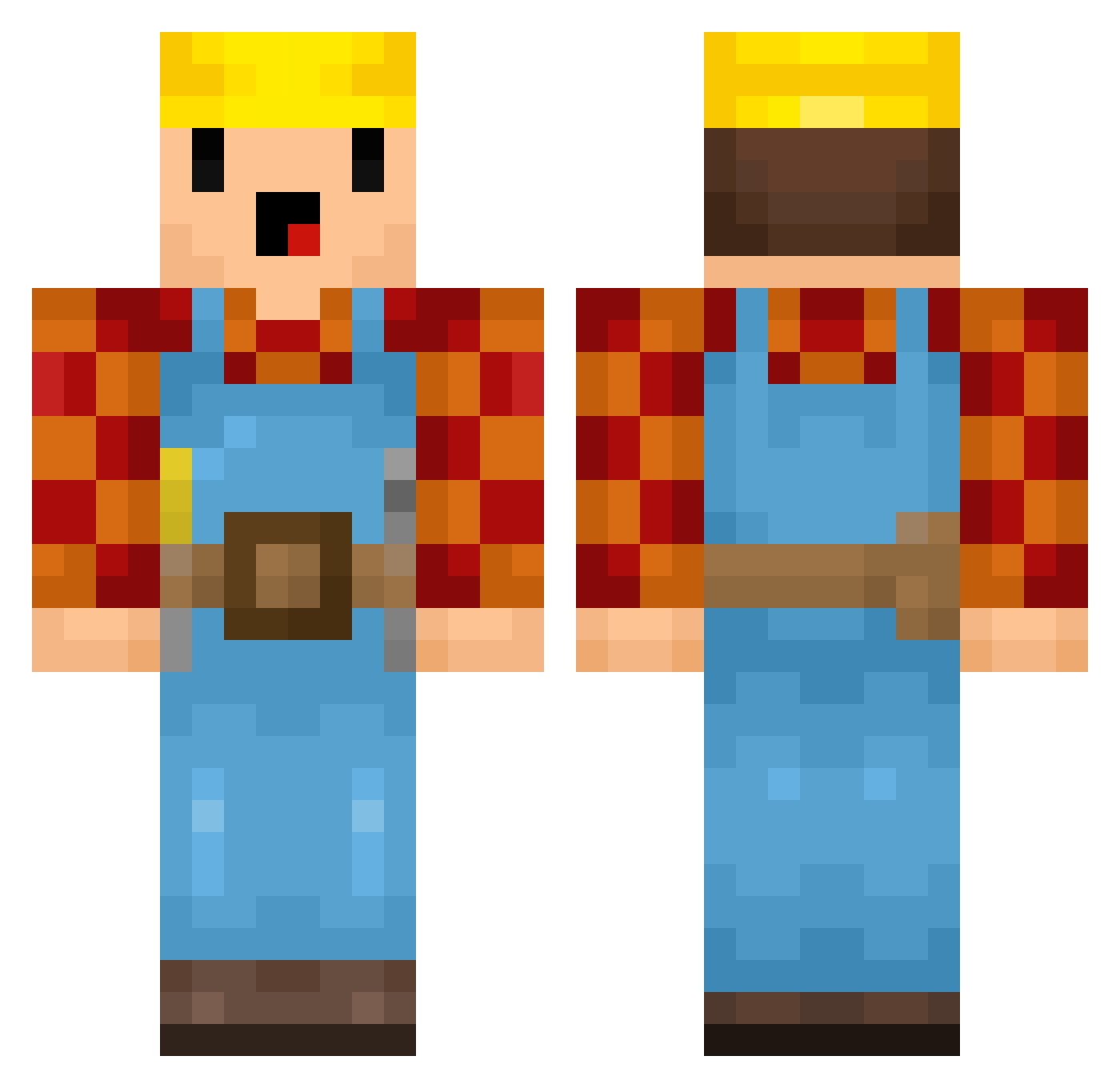 bobblethebuilder Minecraft skin, front and back view