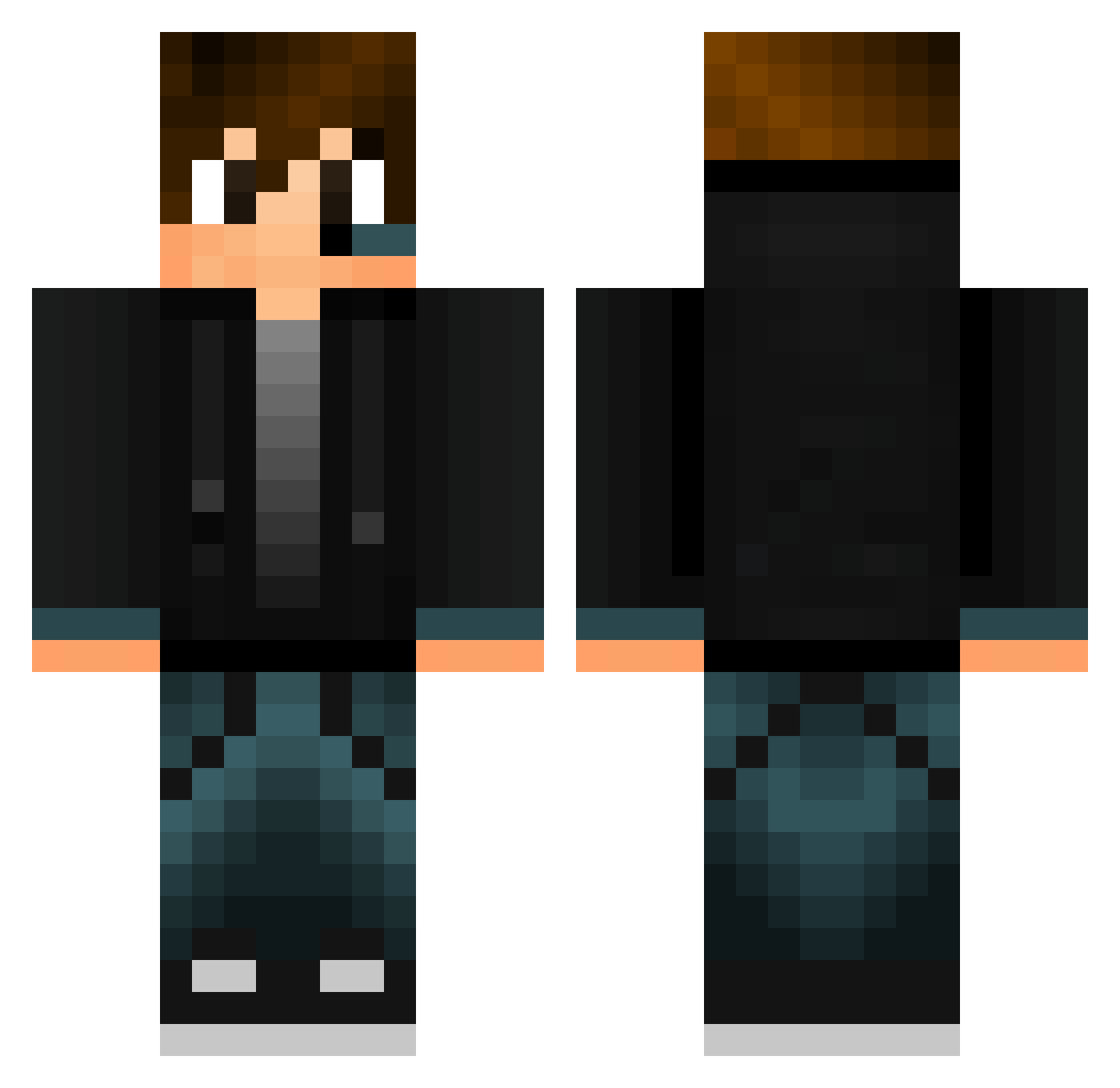 xGrein Minecraft skin, front and back view