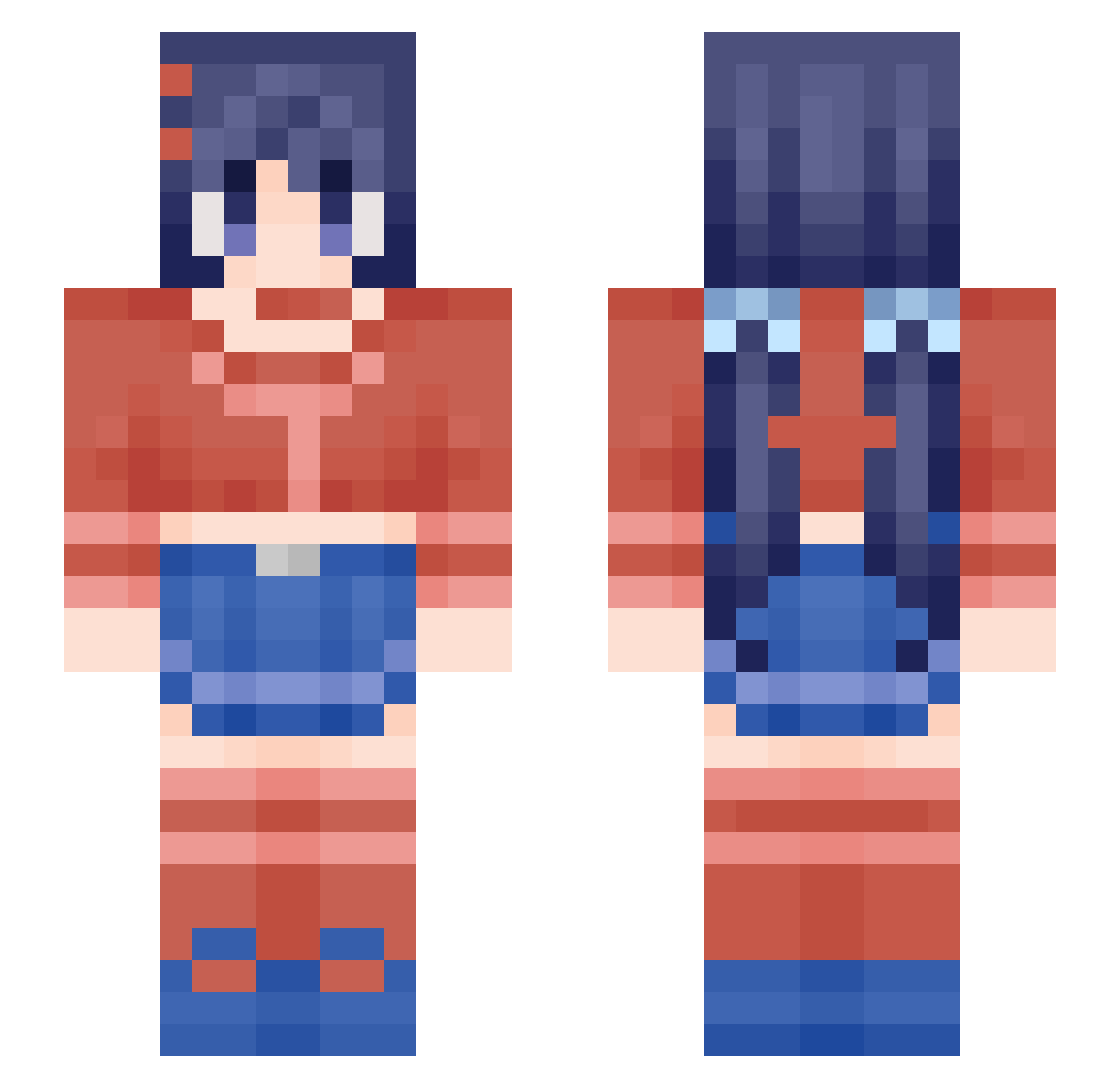 yaxep Minecraft skin, front and back view