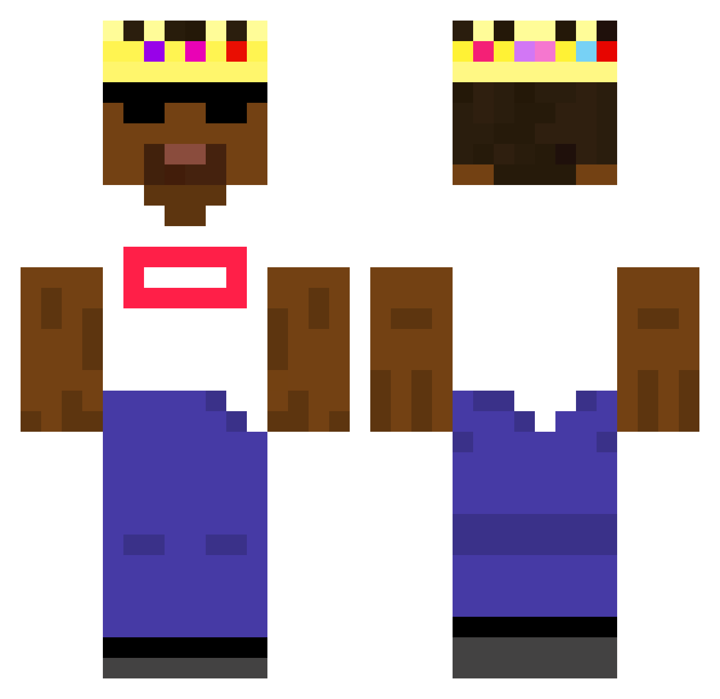 Zinabu Minecraft skin, front and back view