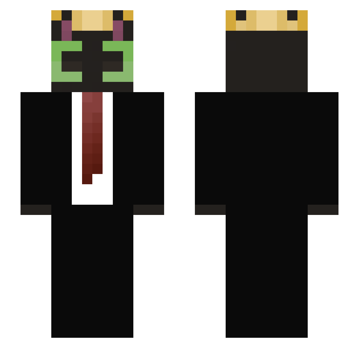 Probbs Minecraft skin, front and back view