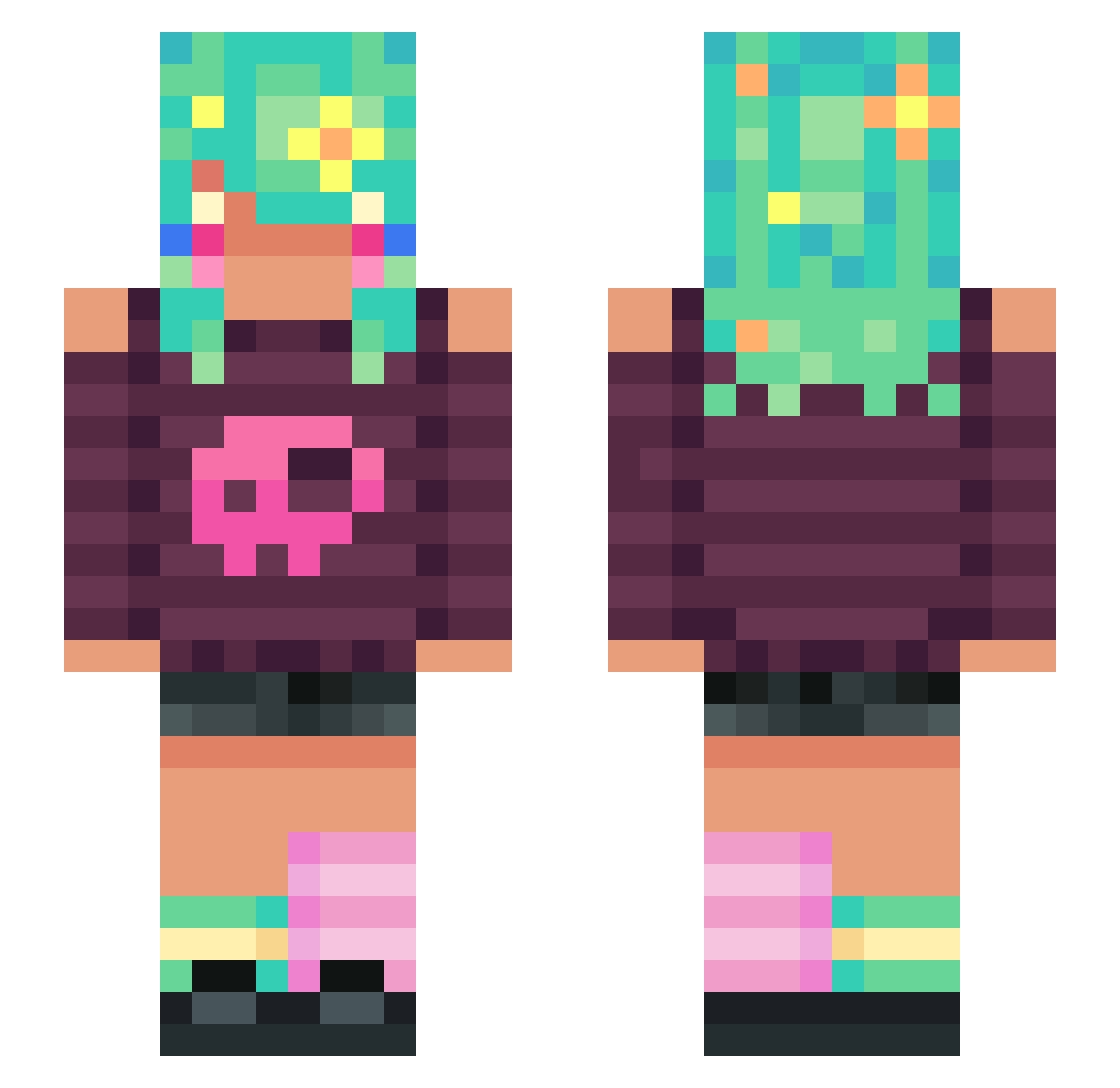 Kokioto Minecraft skin, front and back view