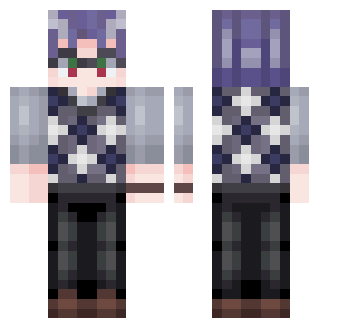 wawadashi Minecraft skin, front and back view