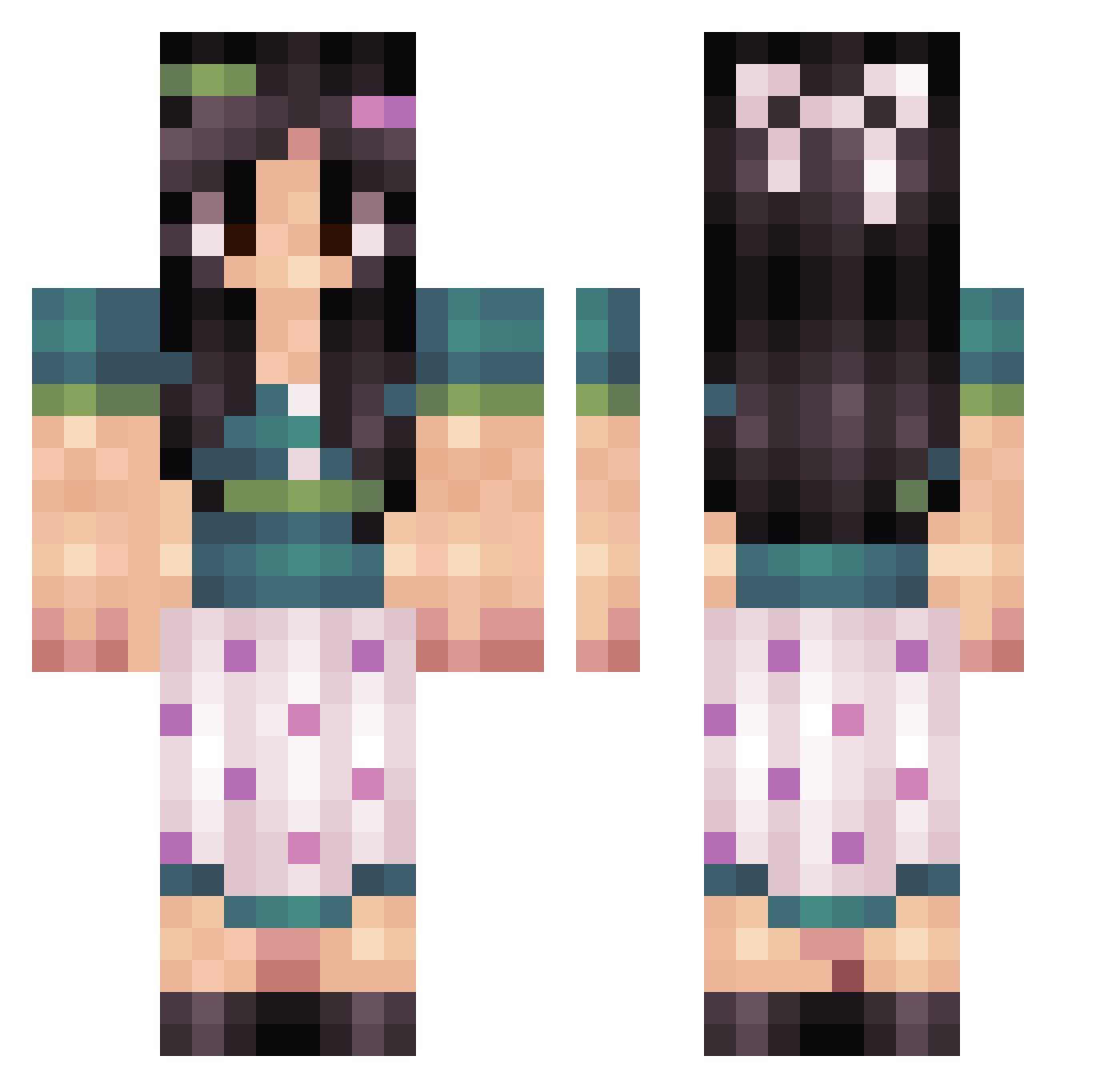 x0gray Minecraft skin, front and back view