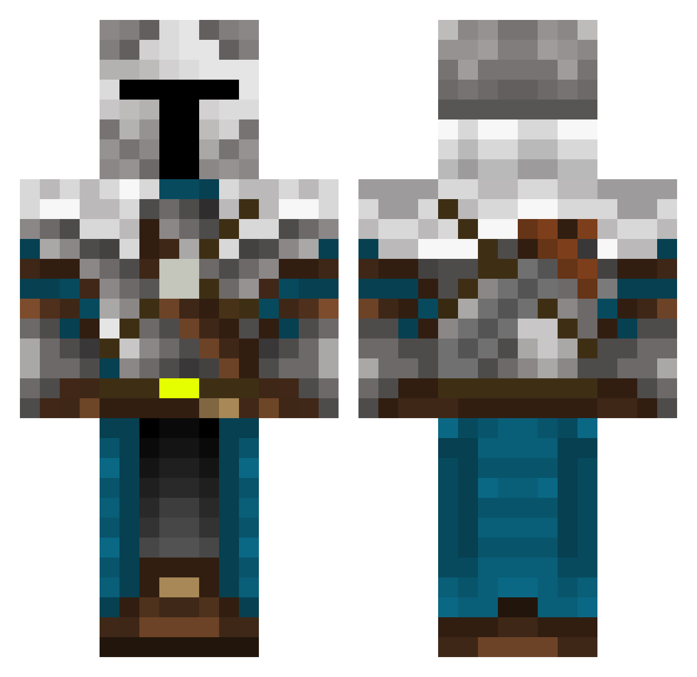 Ptmmz Minecraft skin, front and back view