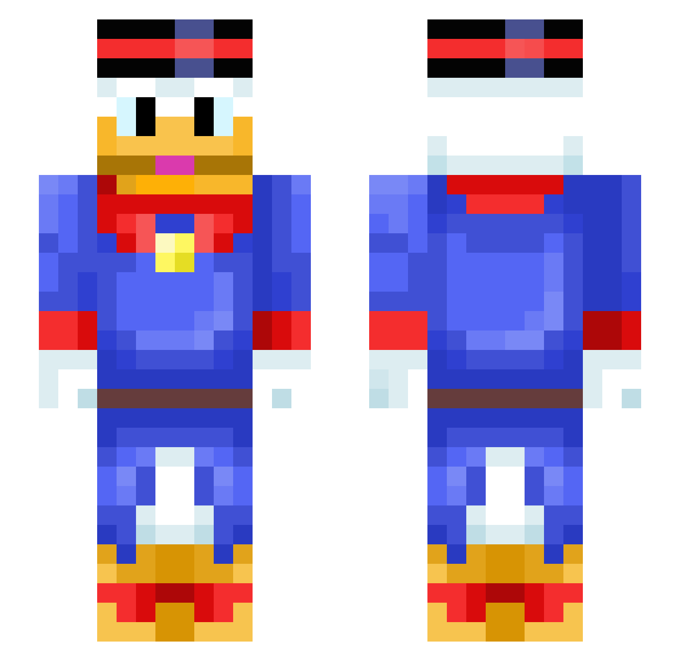 RapidLiquid Minecraft skin, front and back view