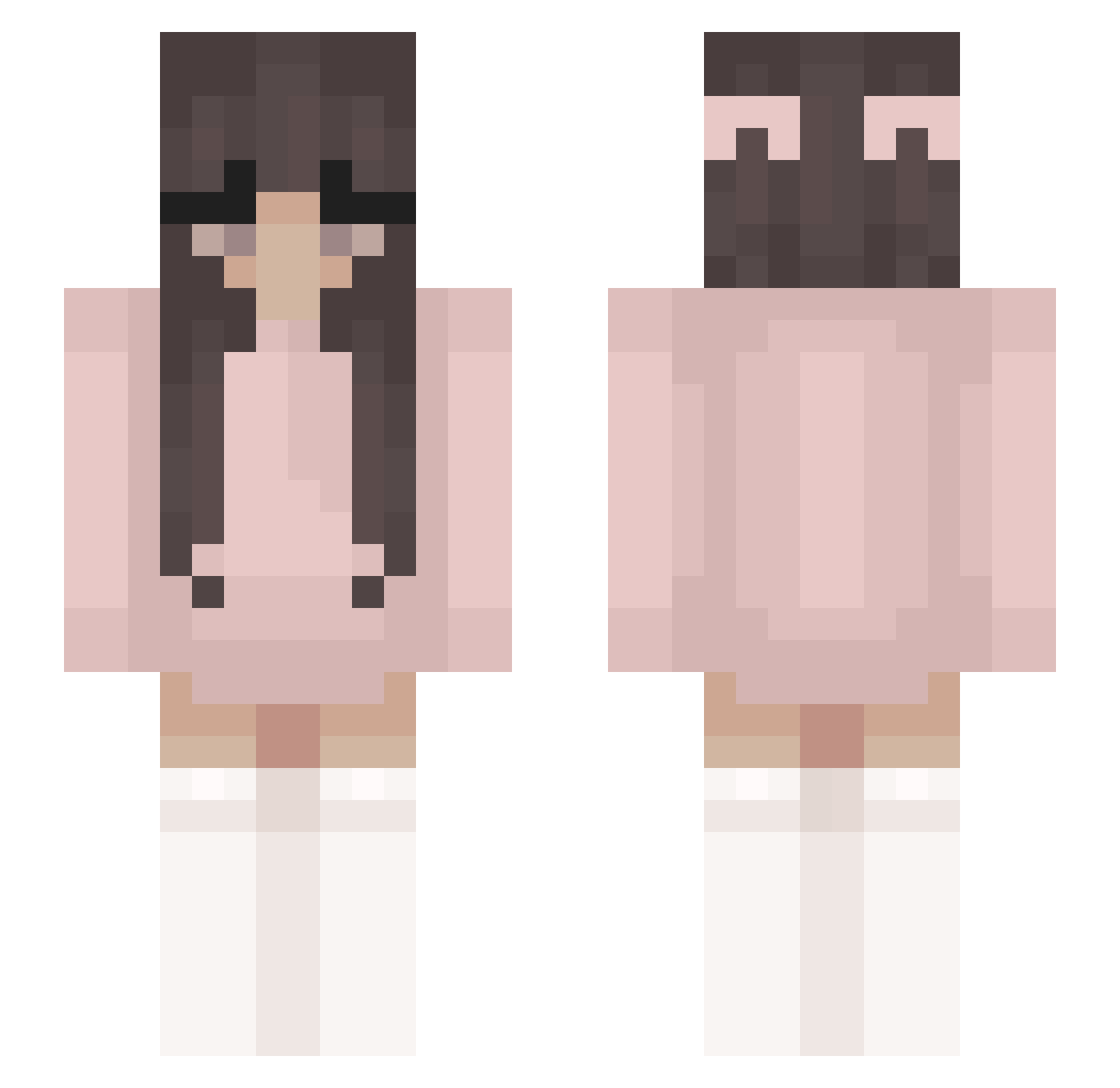 Moonfallx Minecraft skin, front and back view
