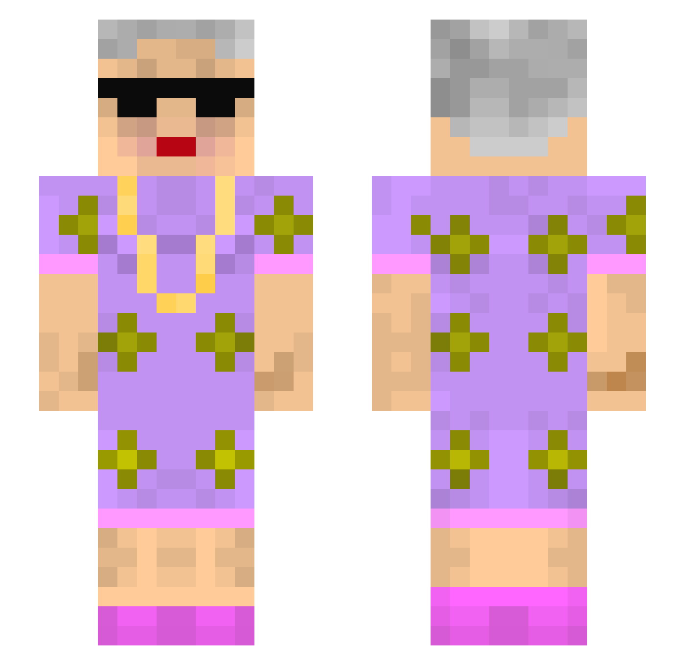 sidthebushkid123 Minecraft skin, front and back view