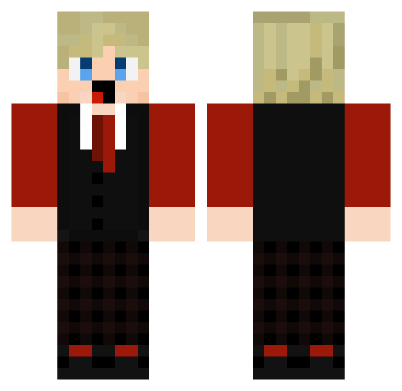 LukiiiYT Minecraft skin, front and back view