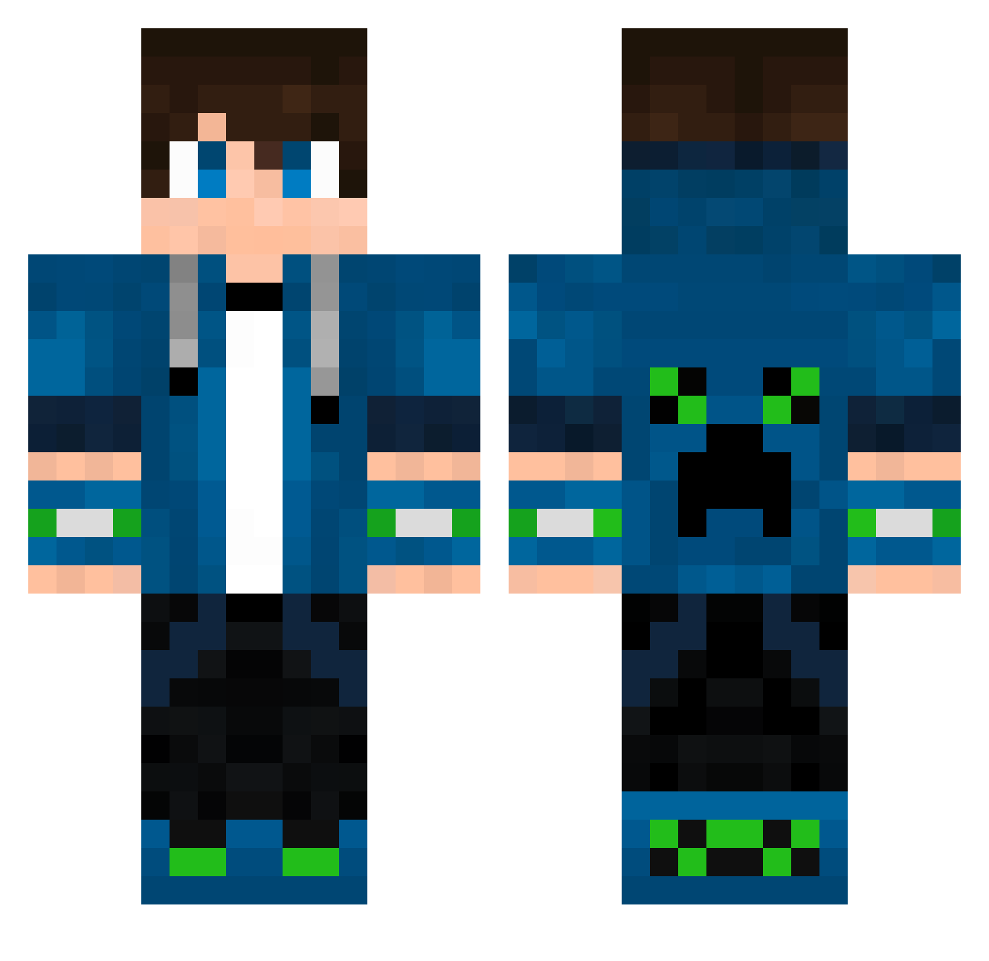 zhenkazama Minecraft skin, front and back view