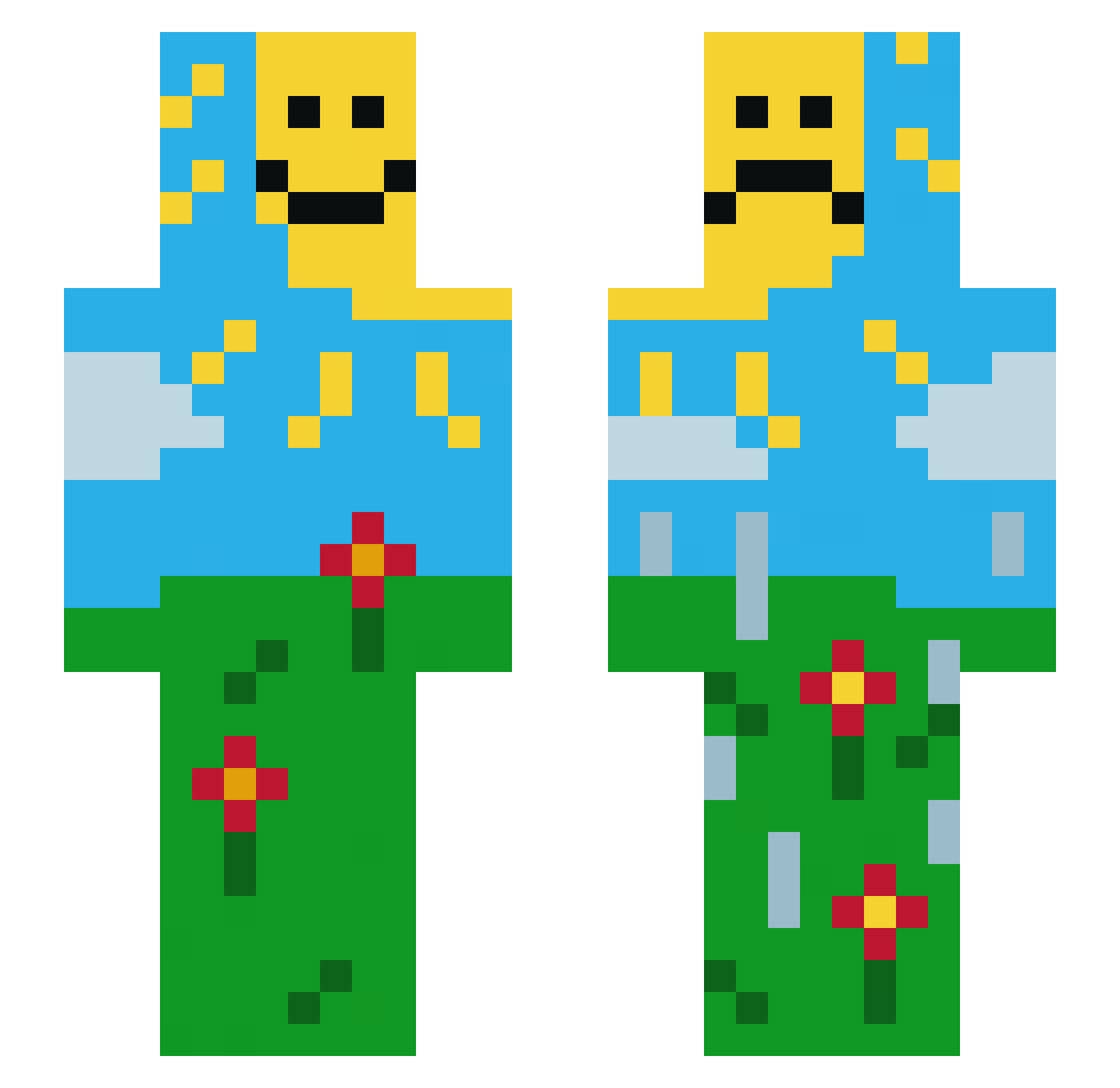 lhekl Minecraft skin, front and back view