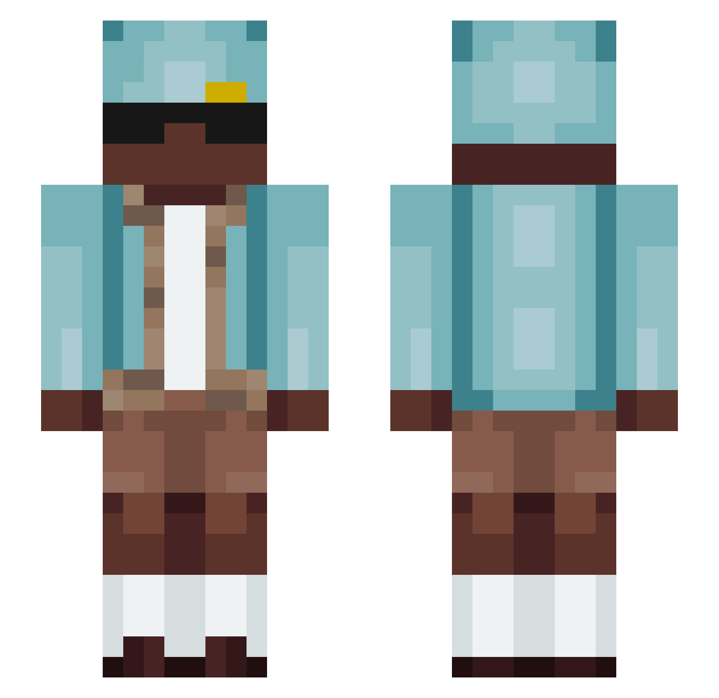 G0MM1 Minecraft skin, front and back view