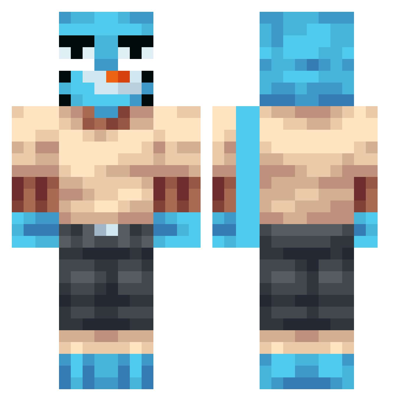 pvffss Minecraft skin, front and back view