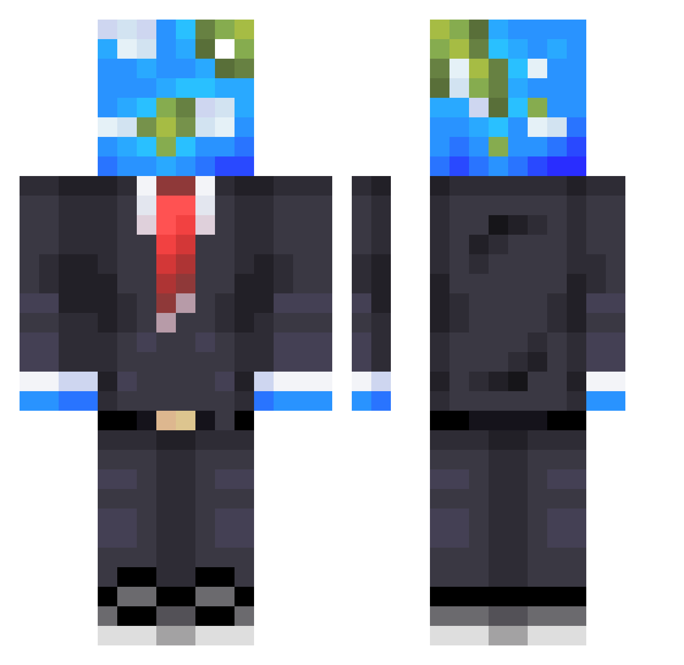 Rub13 Minecraft skin, front and back view