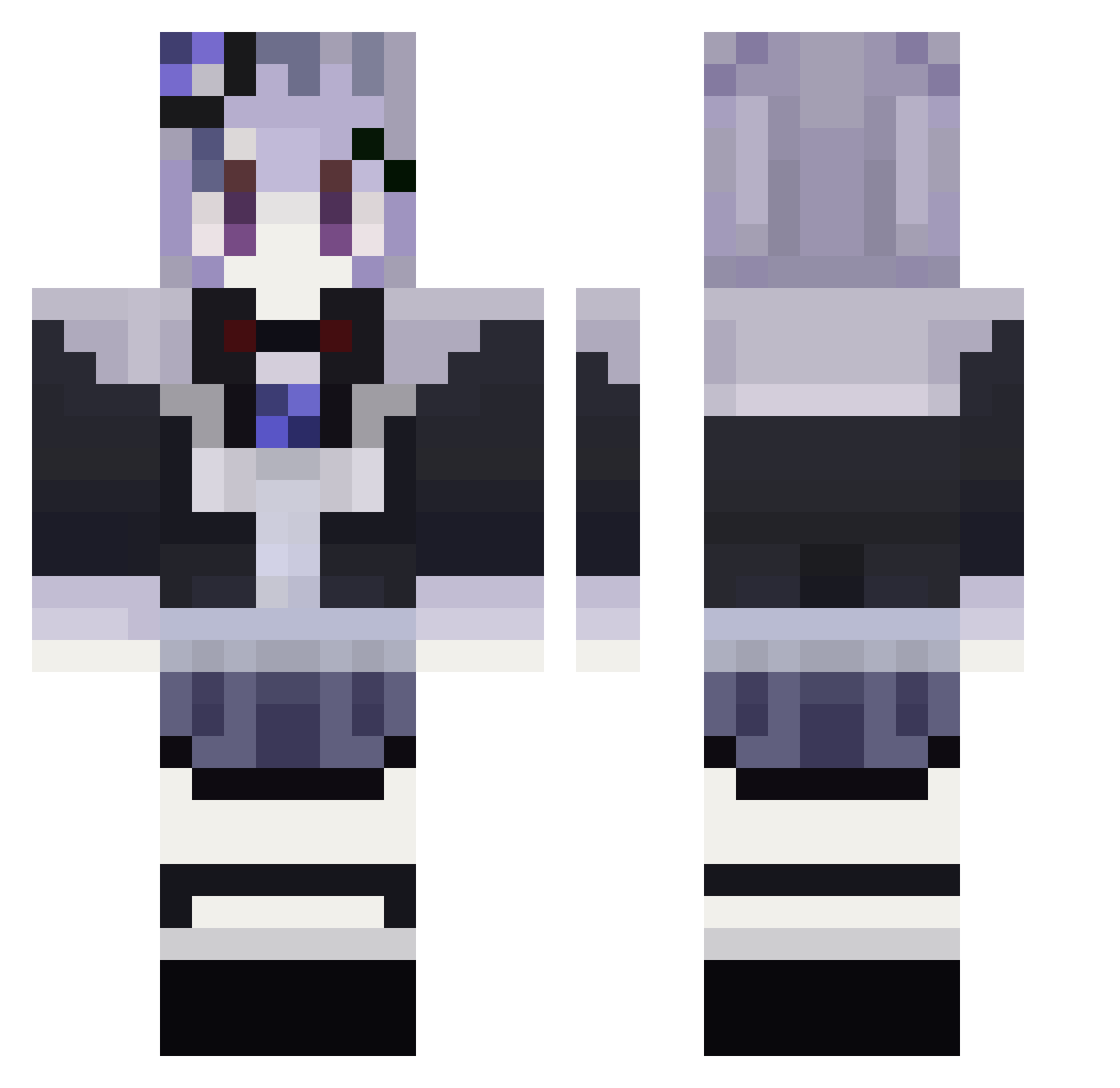JUSTHISLIT Minecraft skin, front and back view