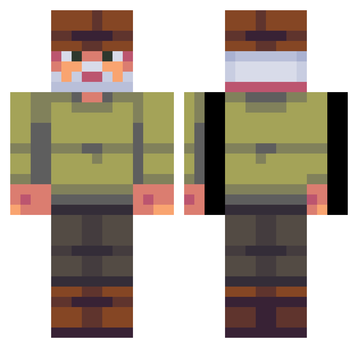 Rulleballer Minecraft skin, front and back view