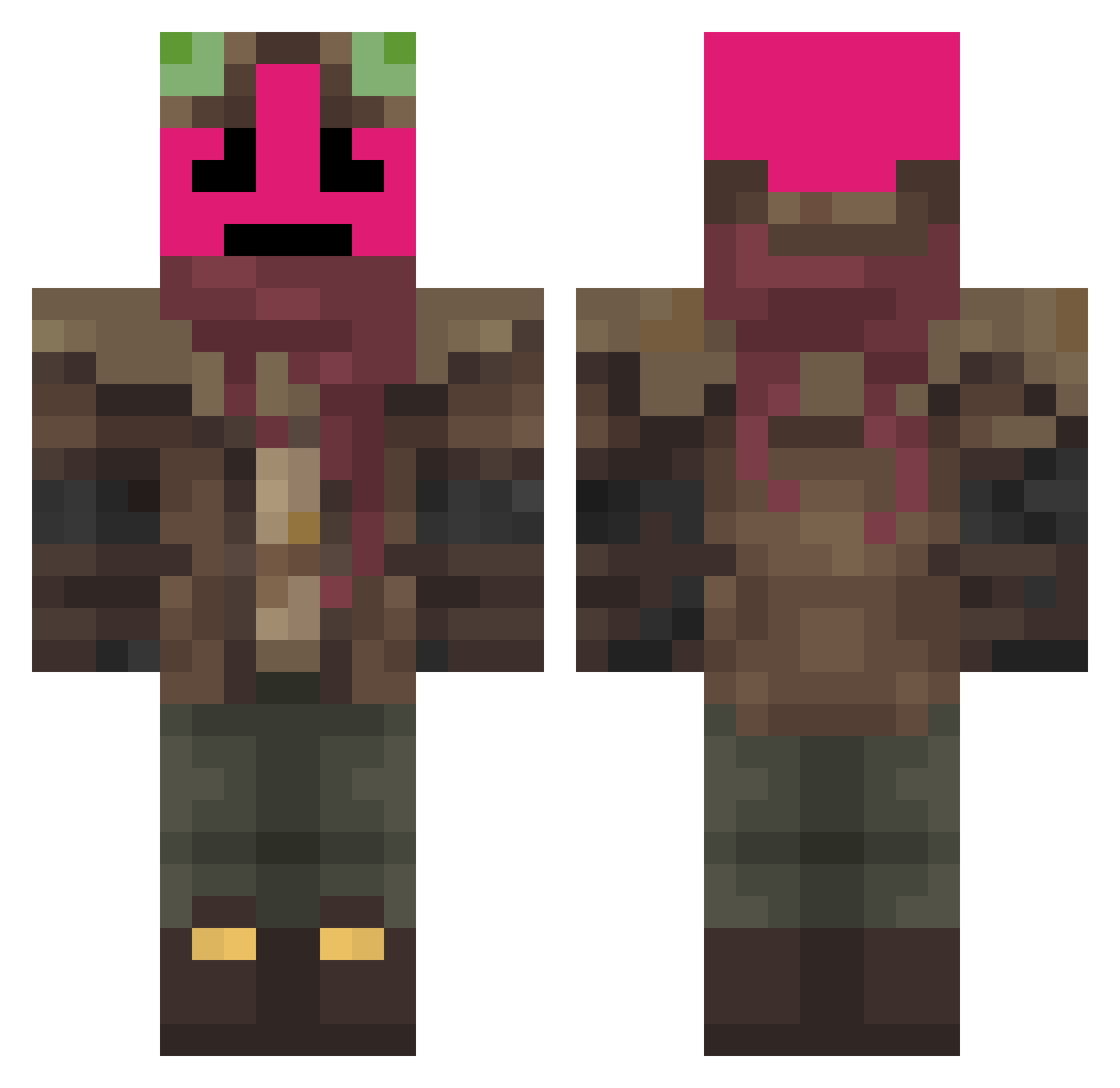 Tgdw Minecraft skin, front and back view