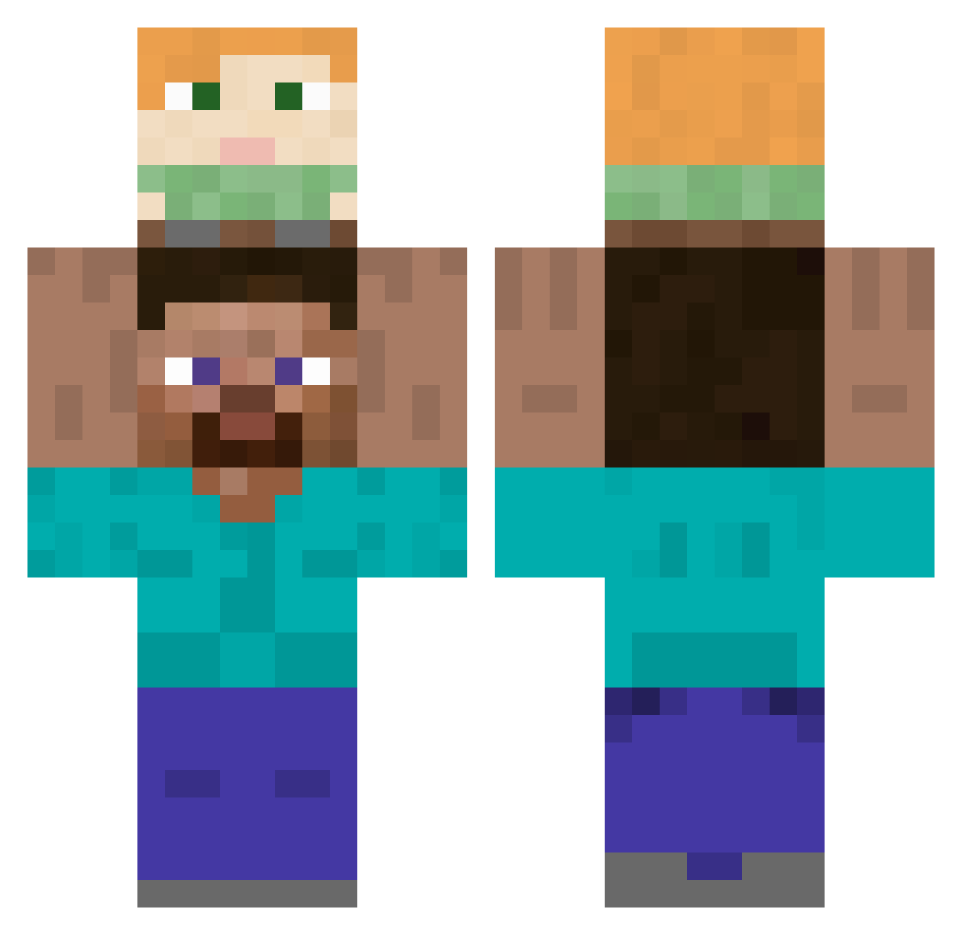 RoxFun2 Minecraft skin, front and back view