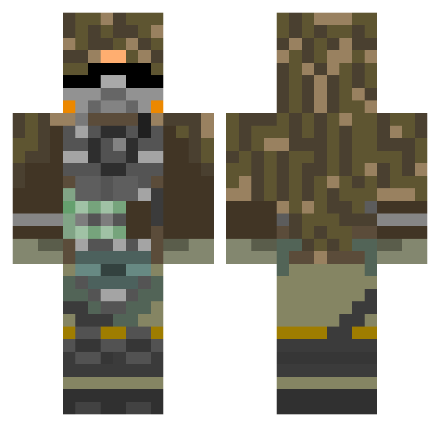 Samppi7 Minecraft skin, front and back view