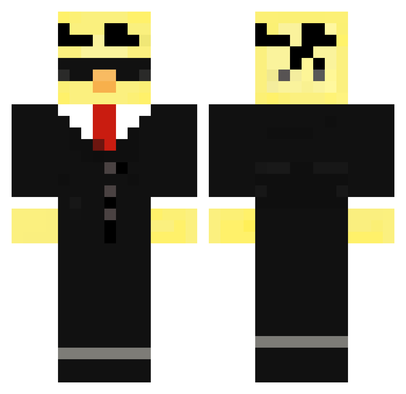 PyraXD Minecraft skin, front and back view