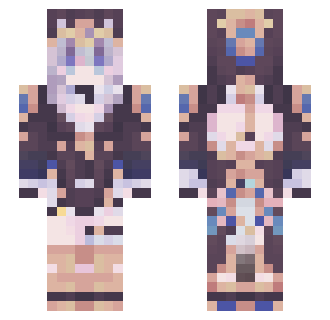 JKathler Minecraft skin, front and back view