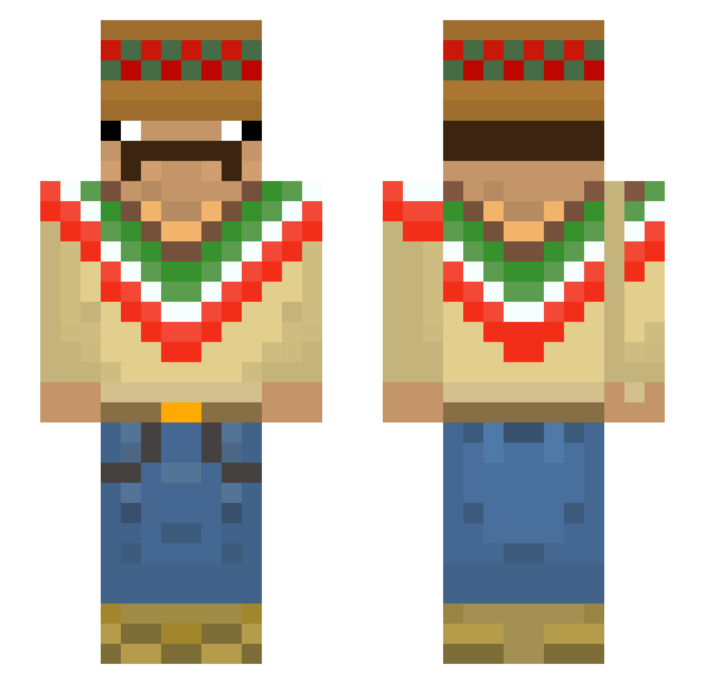KTx_x Minecraft skin, front and back view