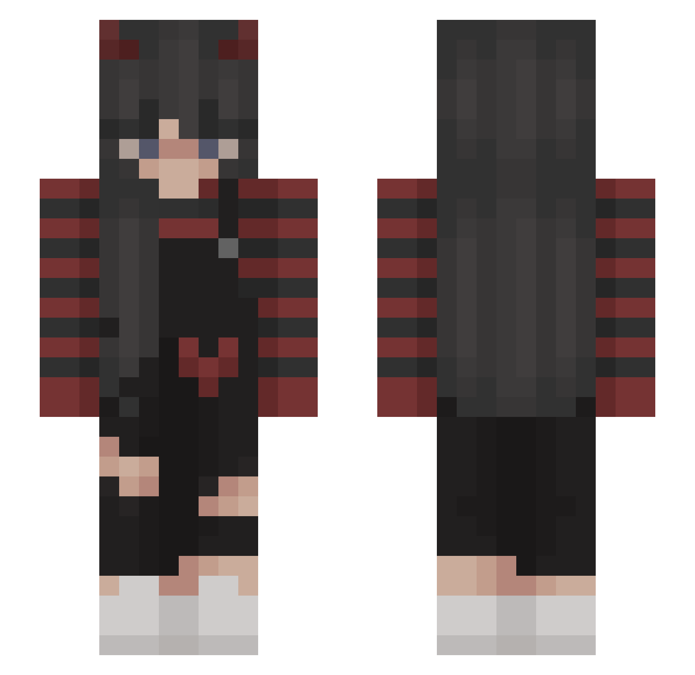v3rkl1ckt Minecraft skin, front and back view