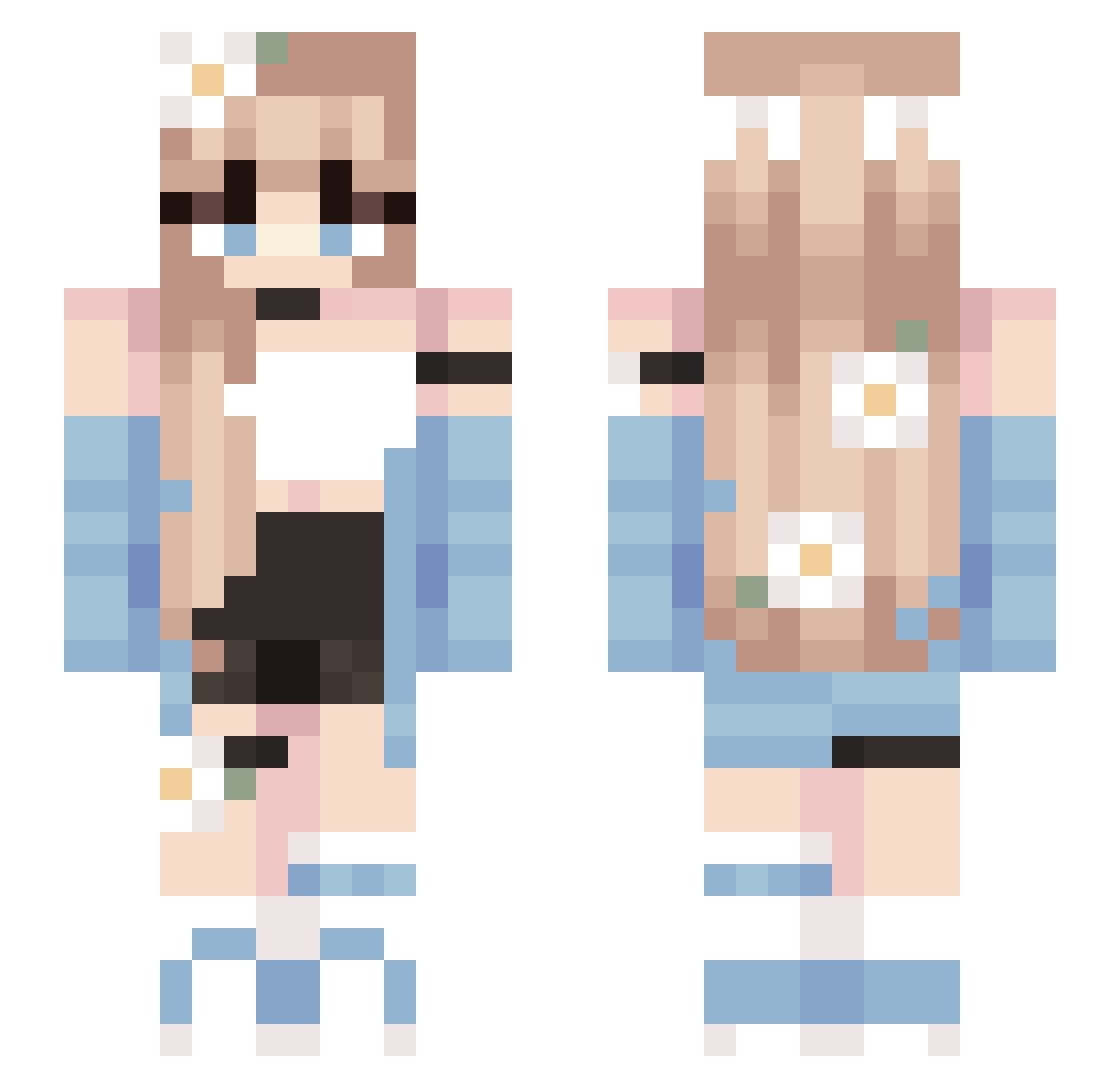Mrsjulee Minecraft skin, front and back view