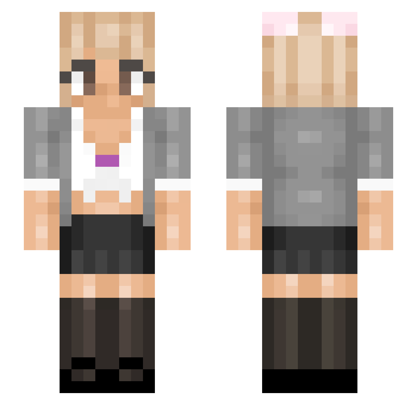 Pickerel Minecraft skin, front and back view