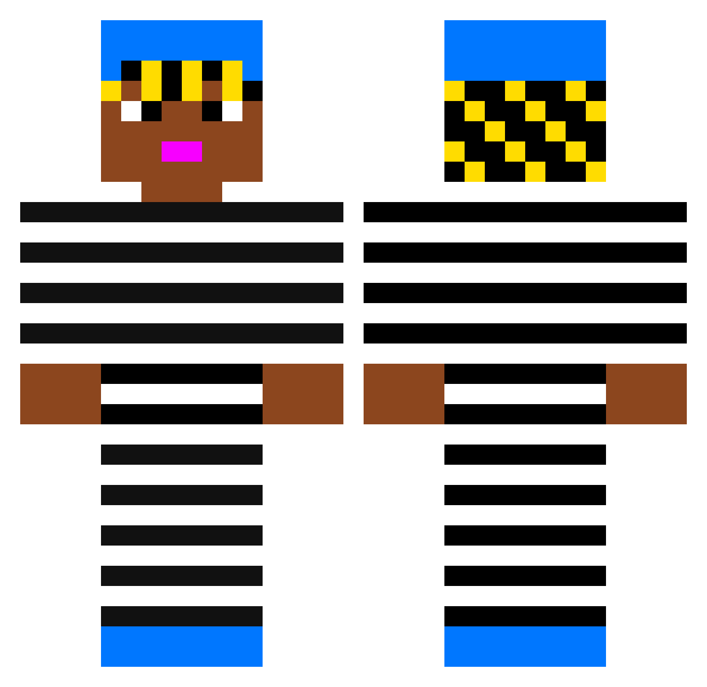 snekSasha Minecraft skin, front and back view