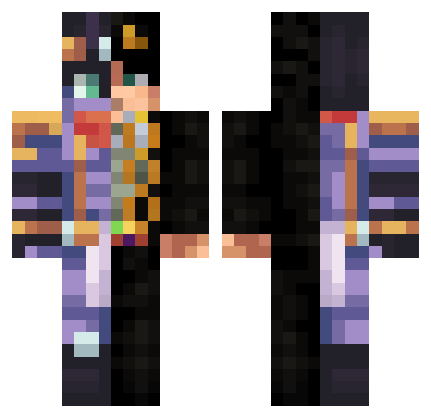 Helios642 Minecraft skin, front and back view