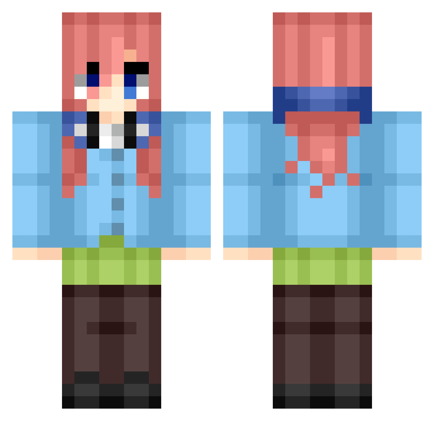 xXSaberXx Minecraft skin, front and back view