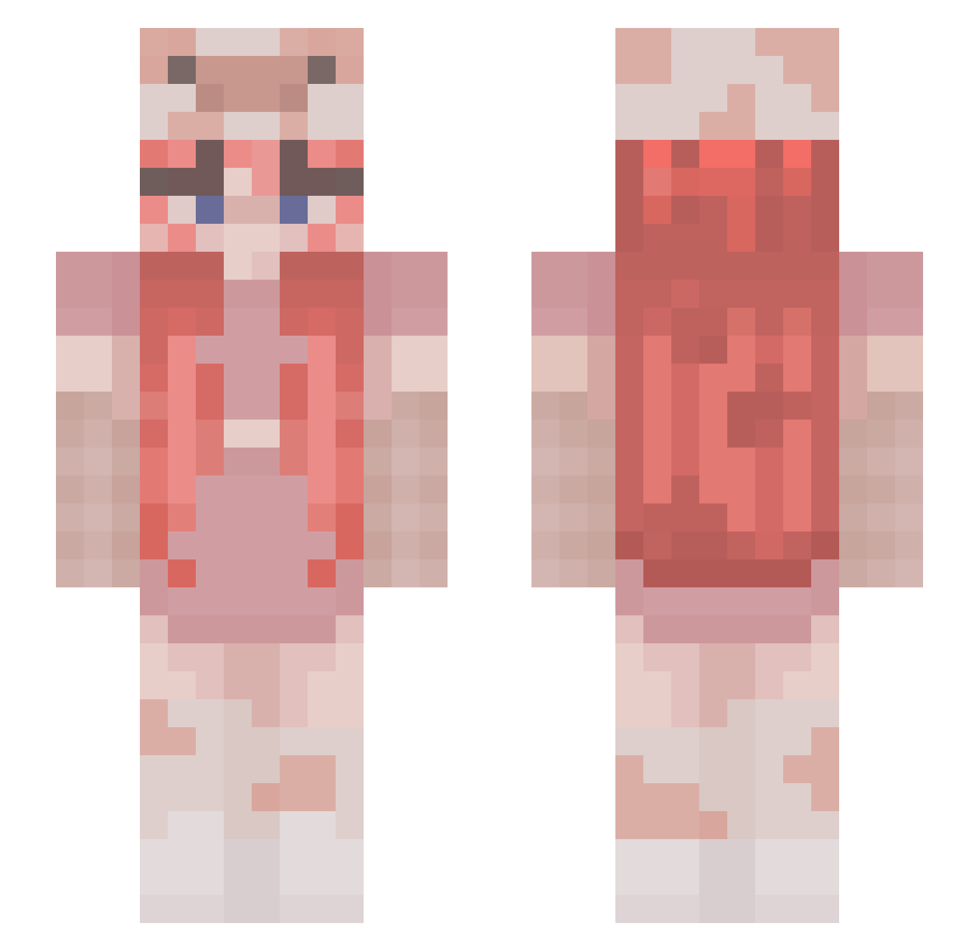plushness Minecraft skin, front and back view