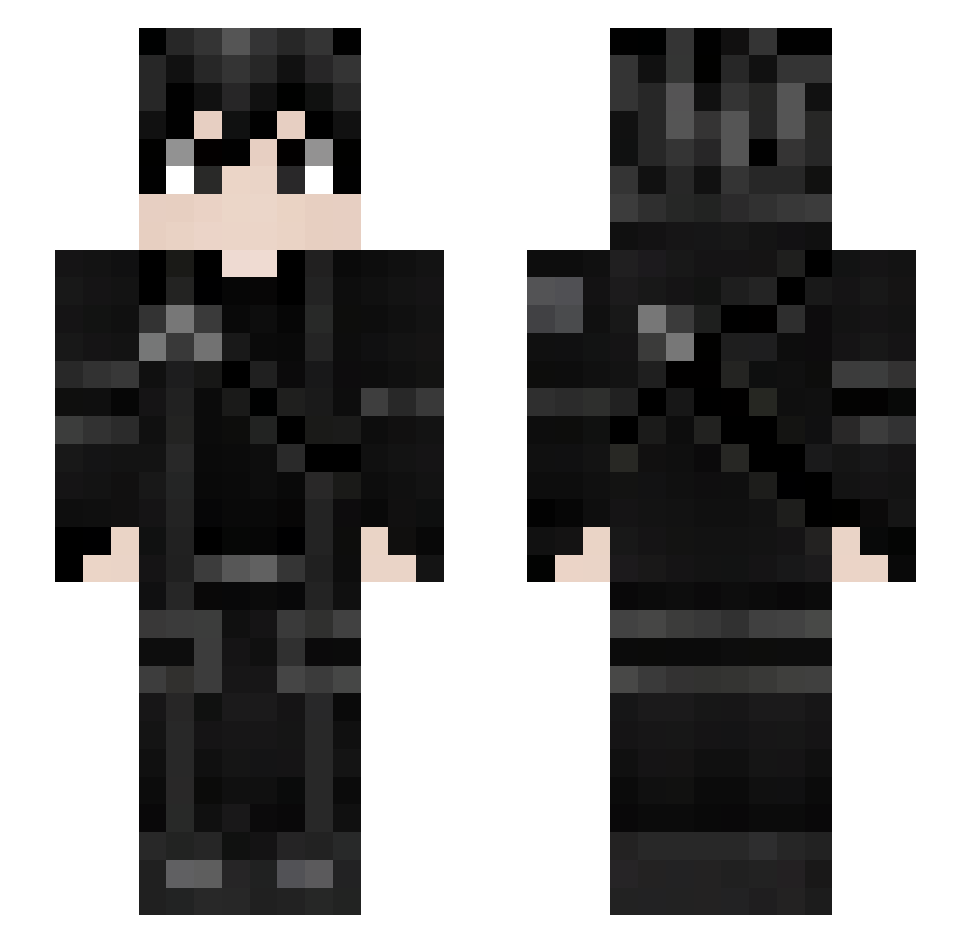 Wolcam Minecraft skin, front and back view