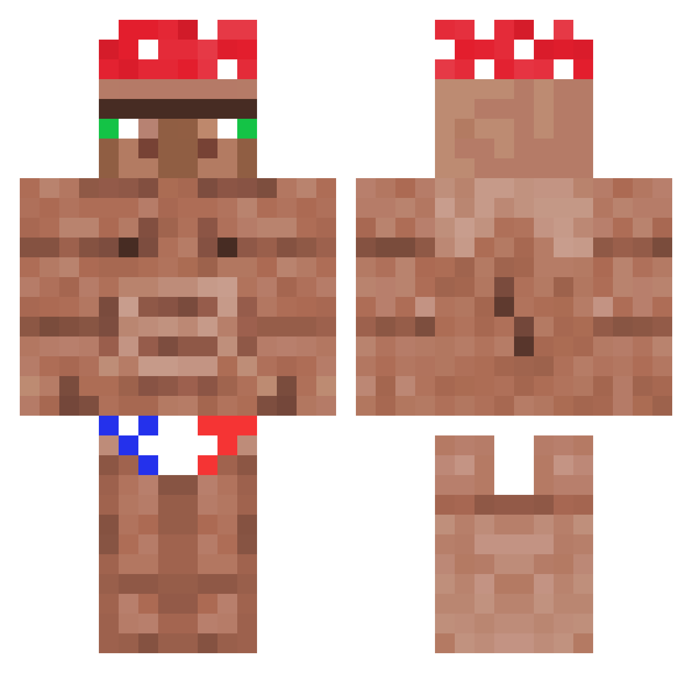 BeetsToTheYeet Minecraft skin, front and back view