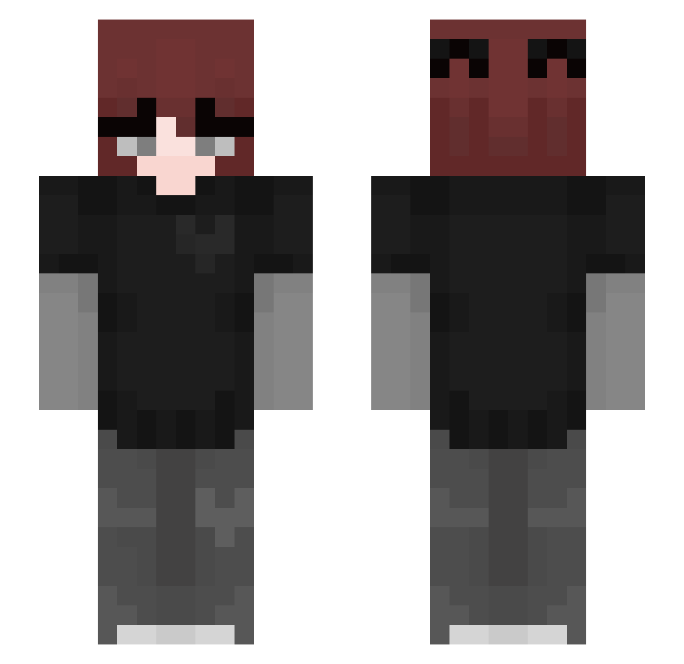 TwistedMinds20 Minecraft skin, front and back view