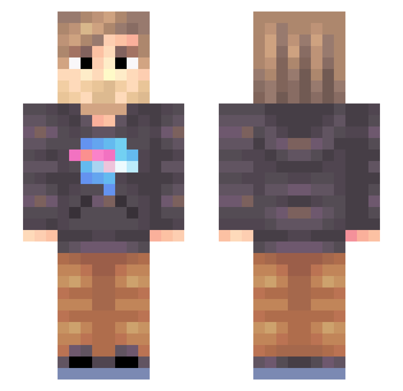 Aarush_cuhh Minecraft skin, front and back view