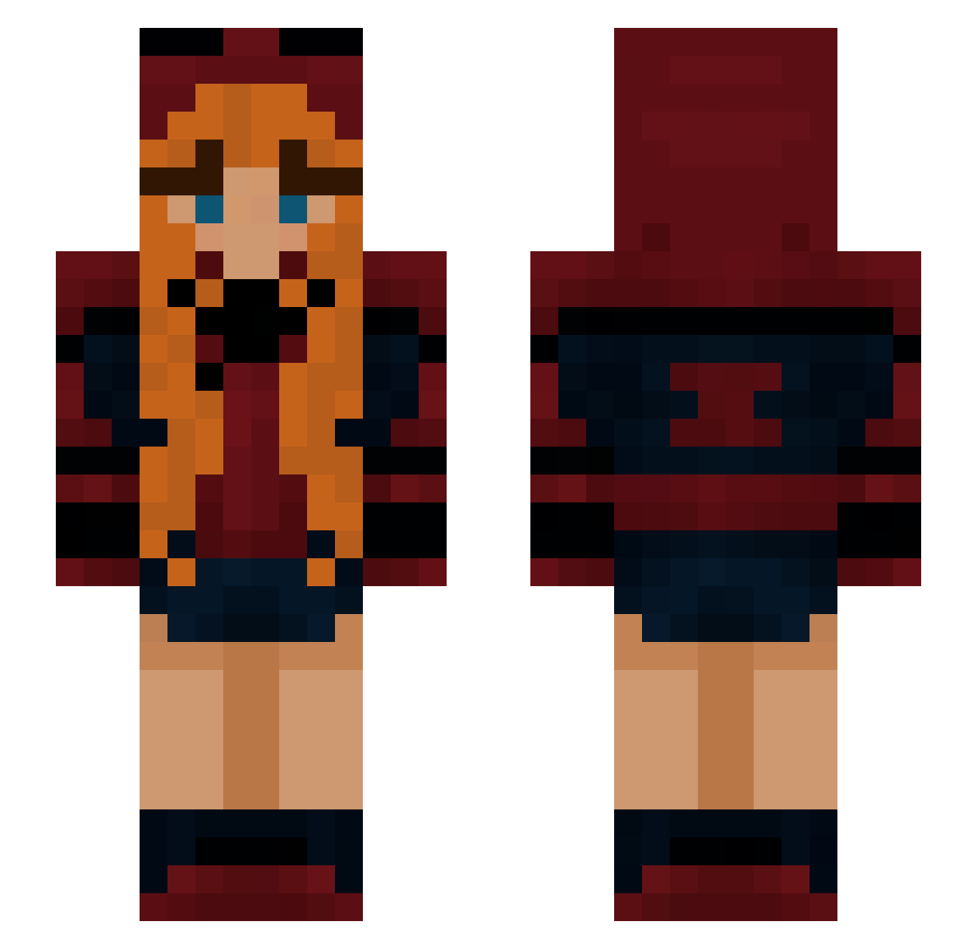 pinkgirlygamer13 Minecraft skin, front and back view