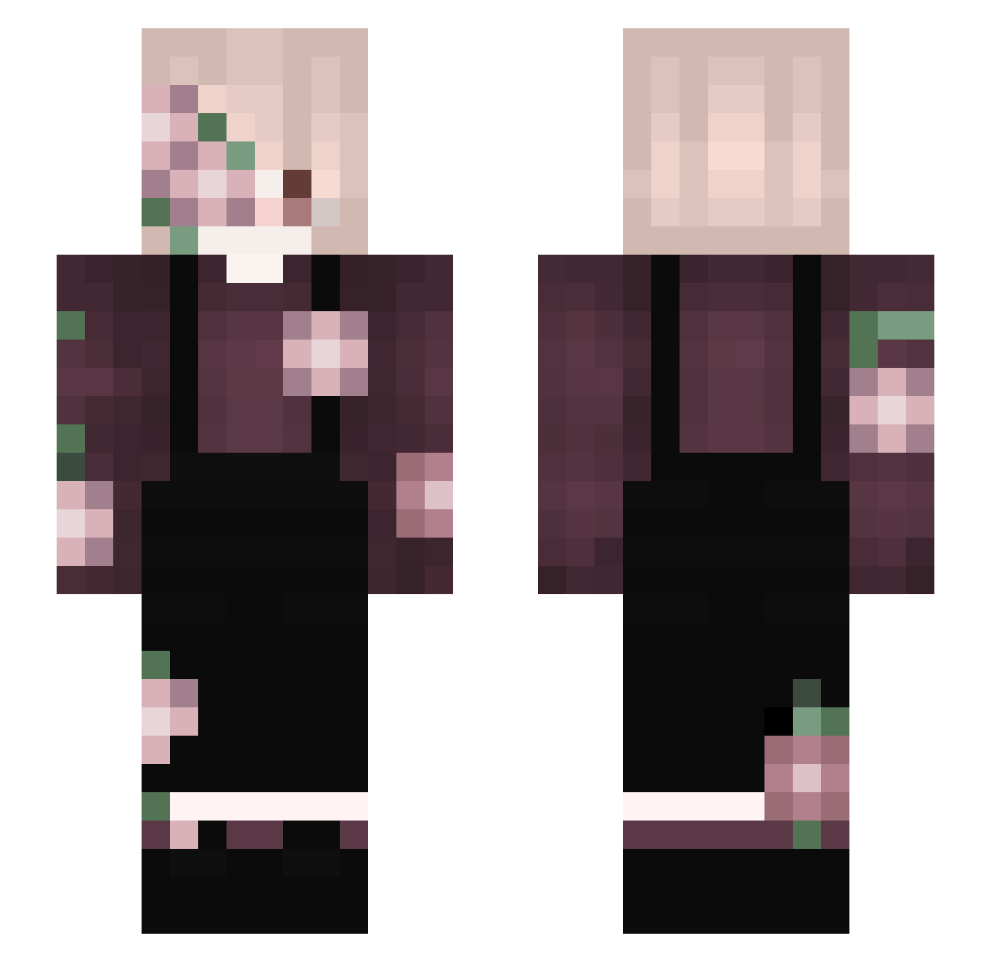 Sensefealty Minecraft skin, front and back view