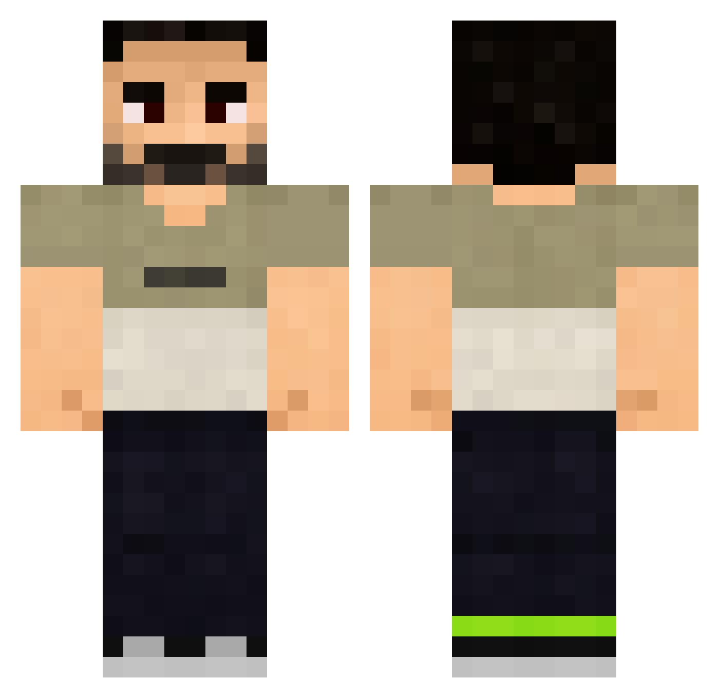 Xecullar Minecraft skin, front and back view
