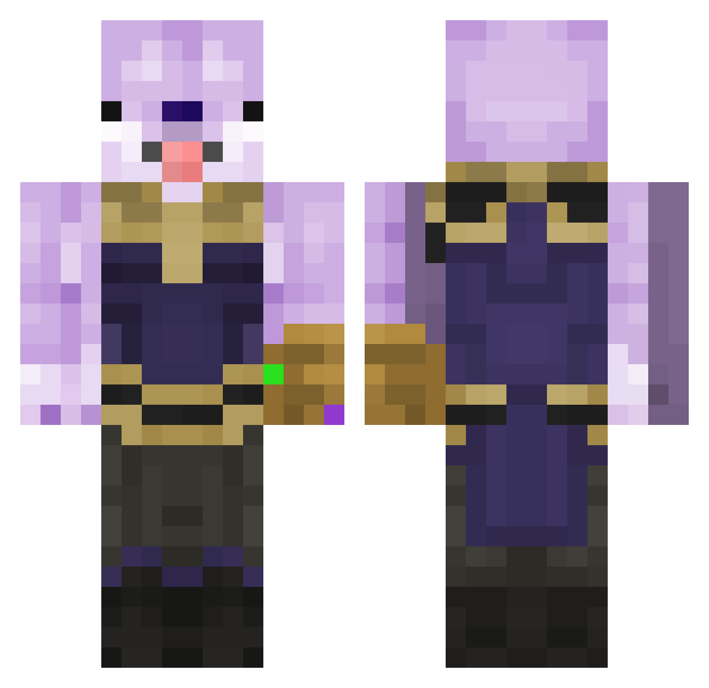 UnMate Minecraft skin, front and back view