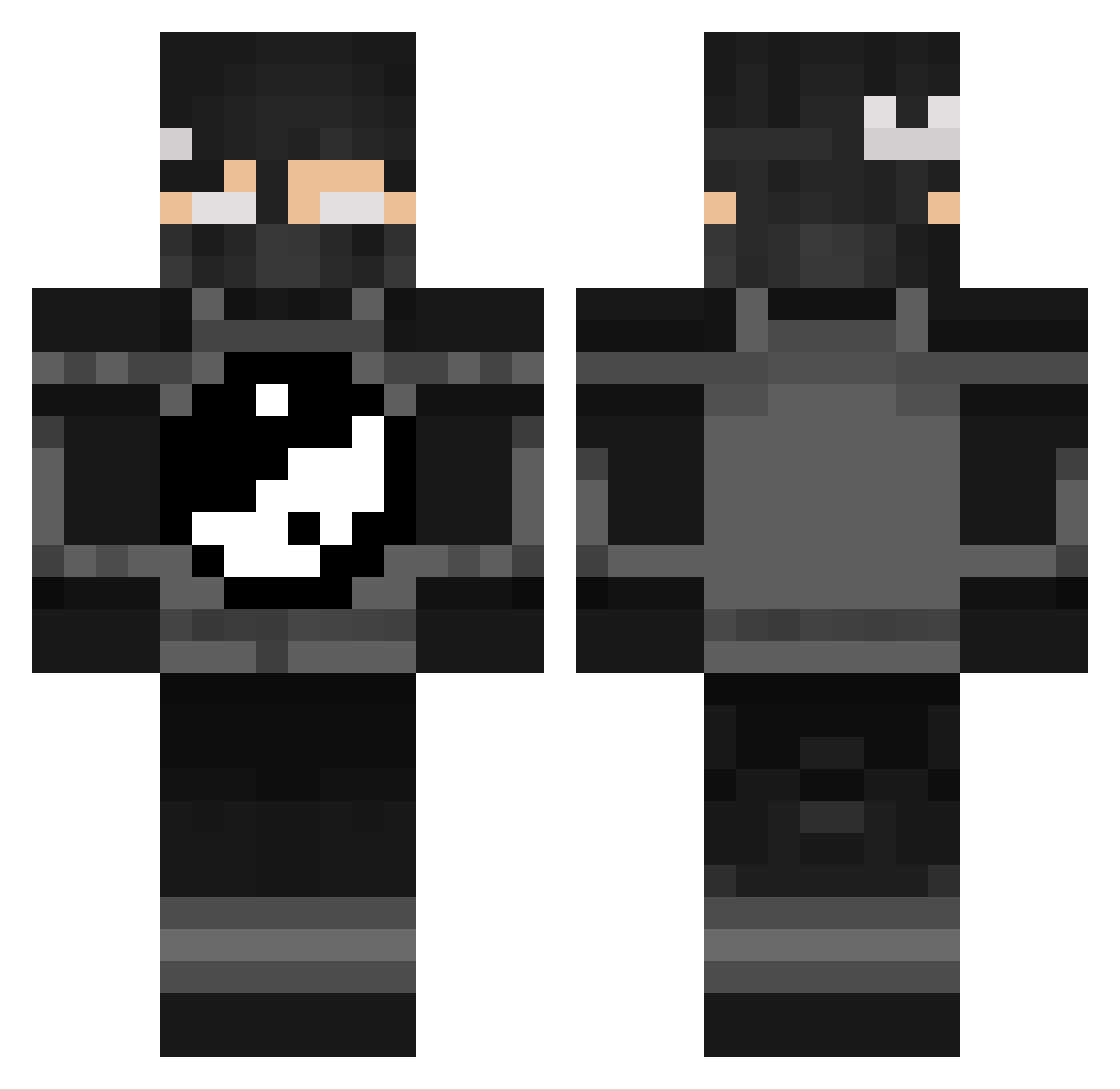serpyFODA Minecraft skin, front and back view
