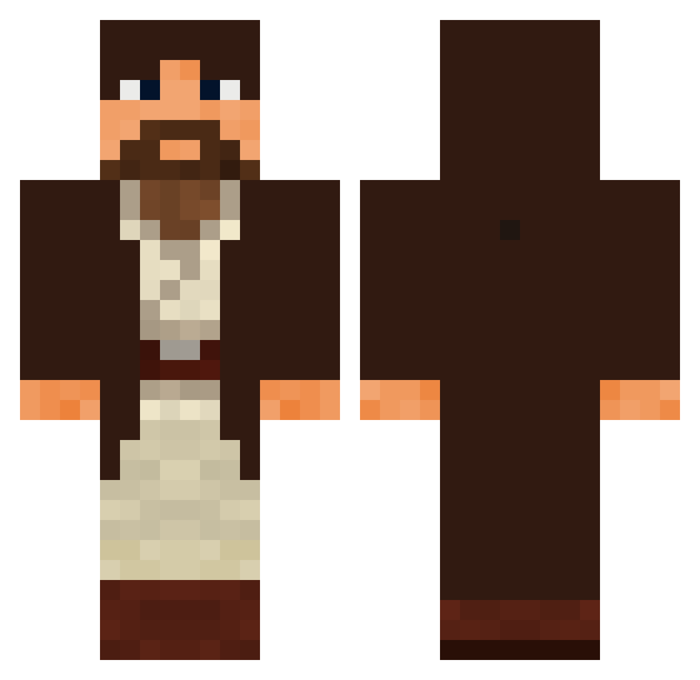 Pirrie Minecraft skin, front and back view