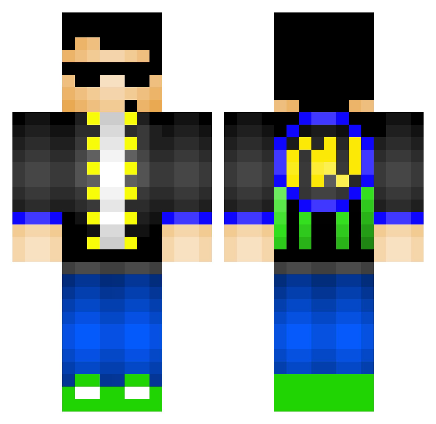 PokerFace Minecraft skin, front and back view
