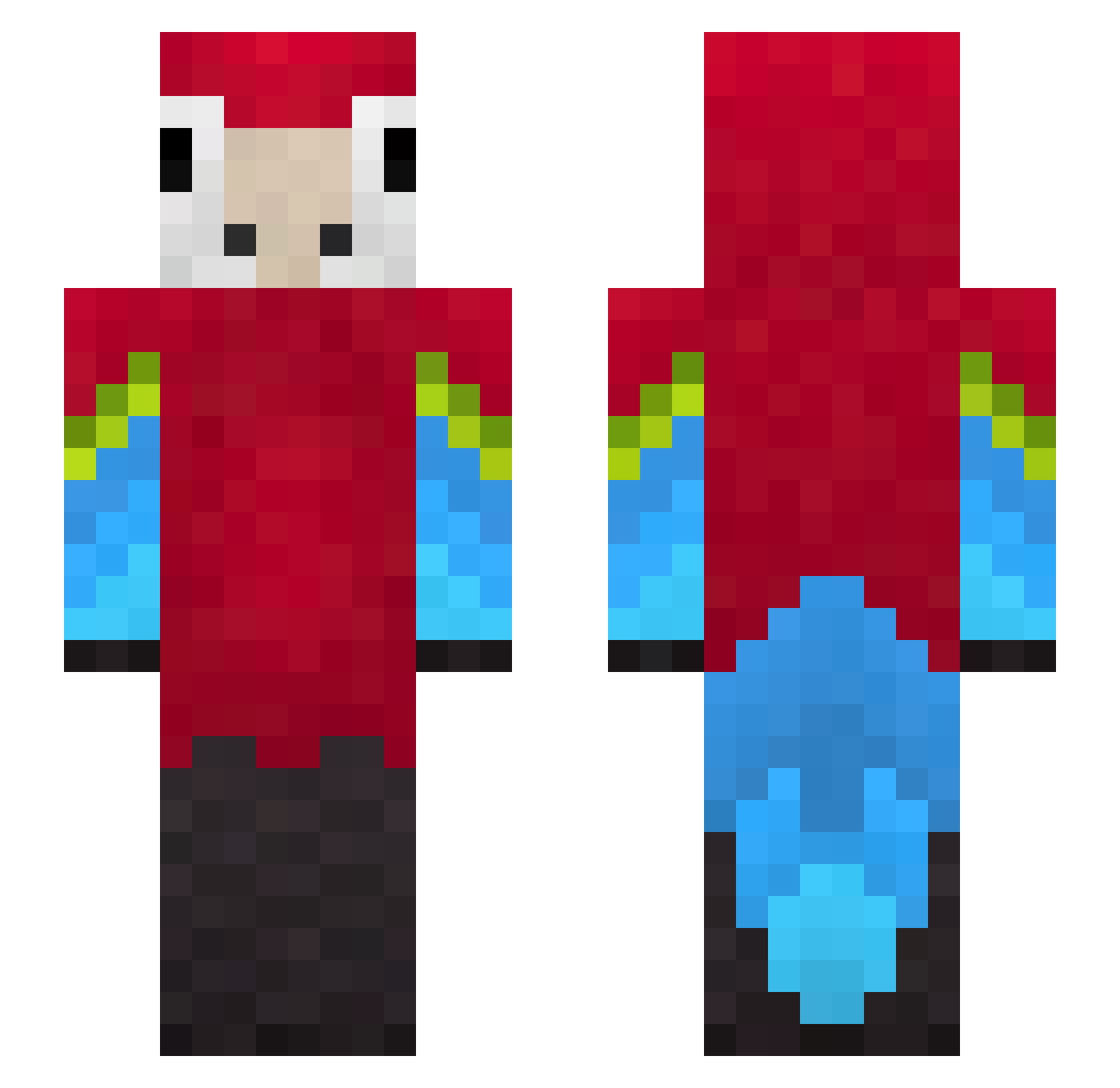 xMoka Minecraft skin, front and back view
