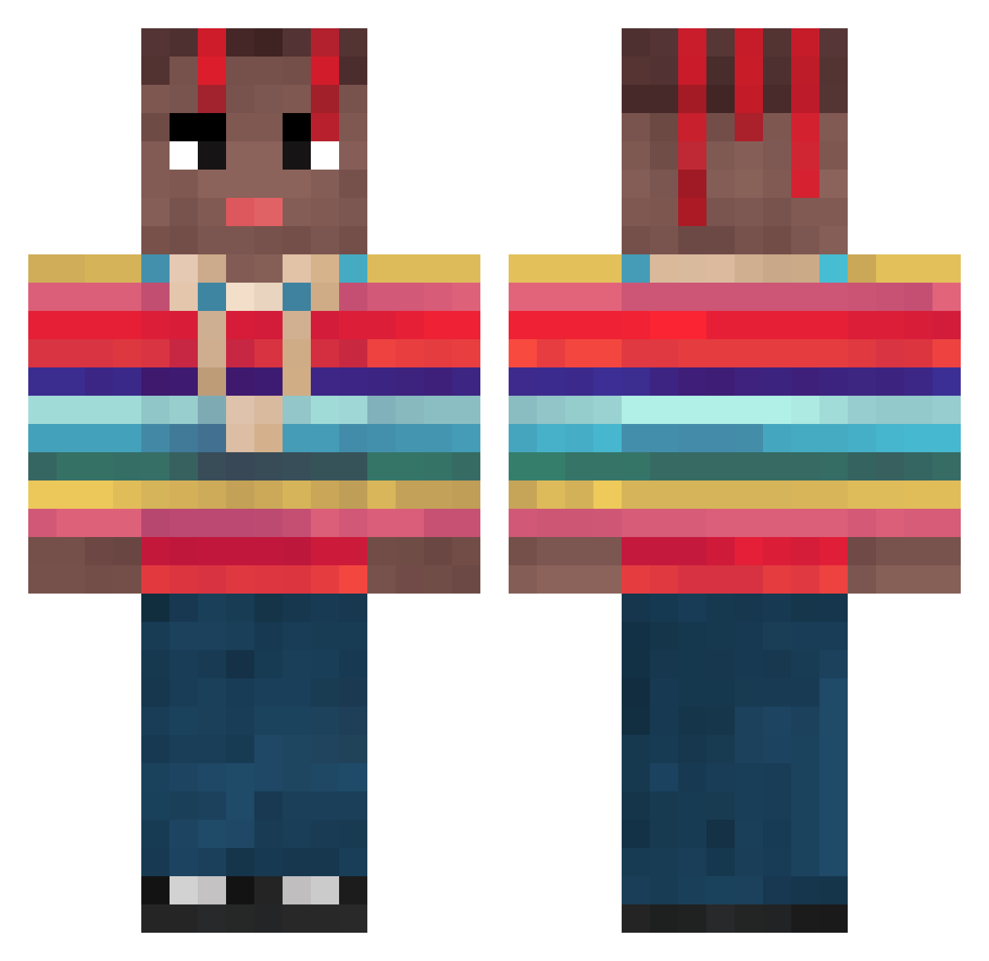 theFirePat Minecraft skin, front and back view