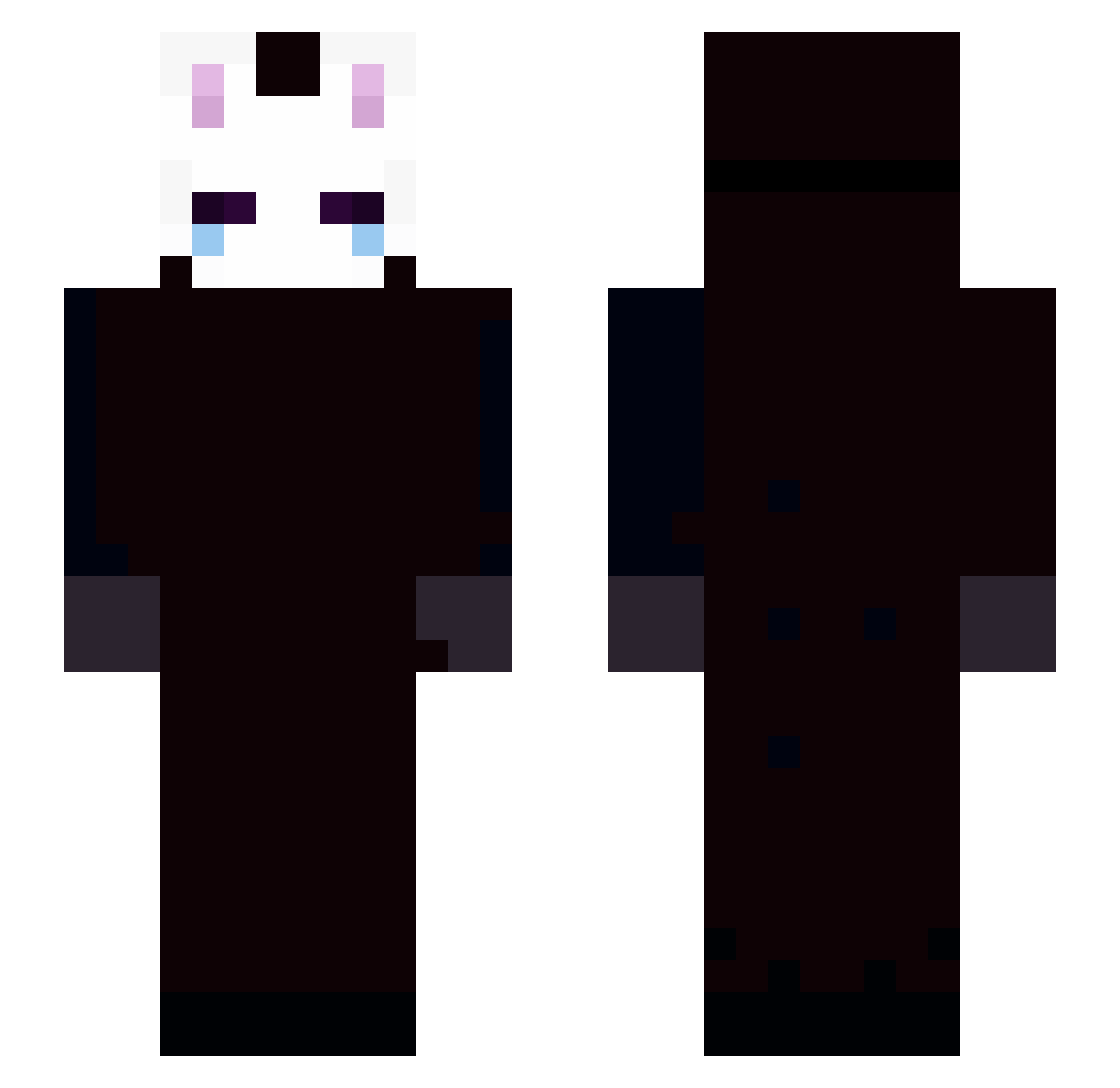 Valixey Minecraft skin, front and back view