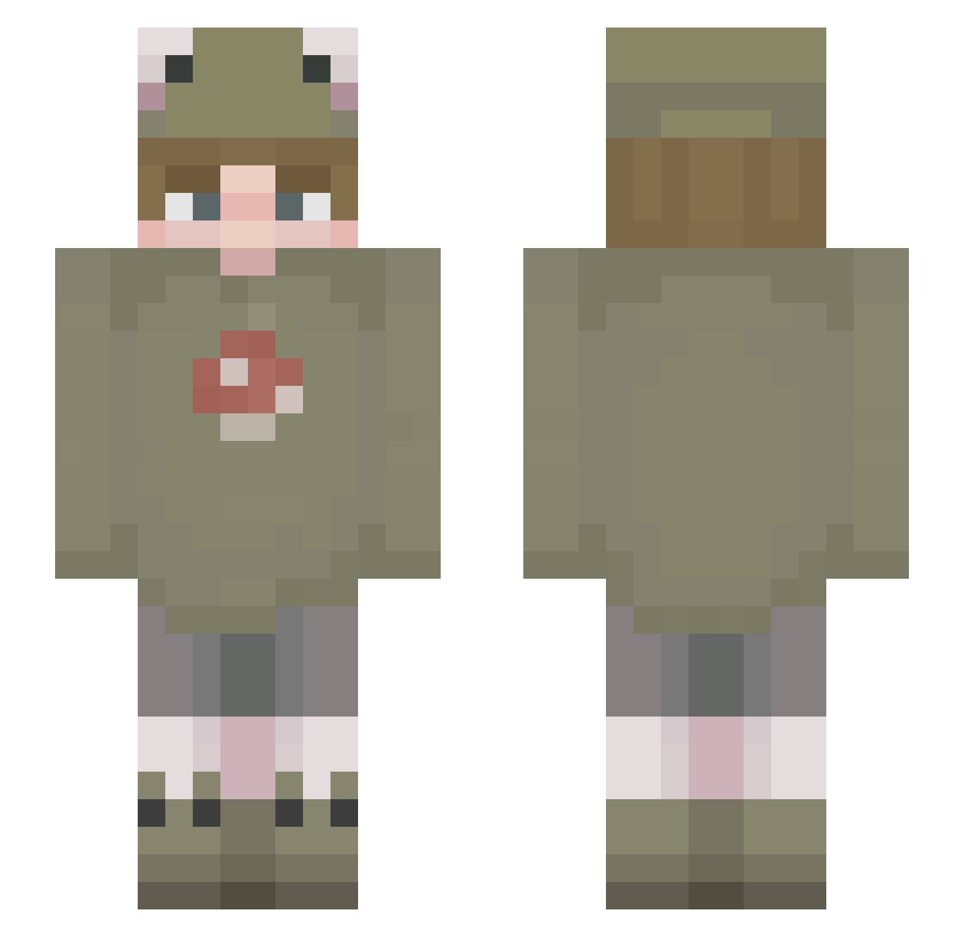 Harriet Minecraft skin, front and back view